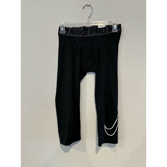 Nike Women's Size Large Dri-FIT‎ Compression Elastic Waist Crop Leggings Black - Picture 1 of 4